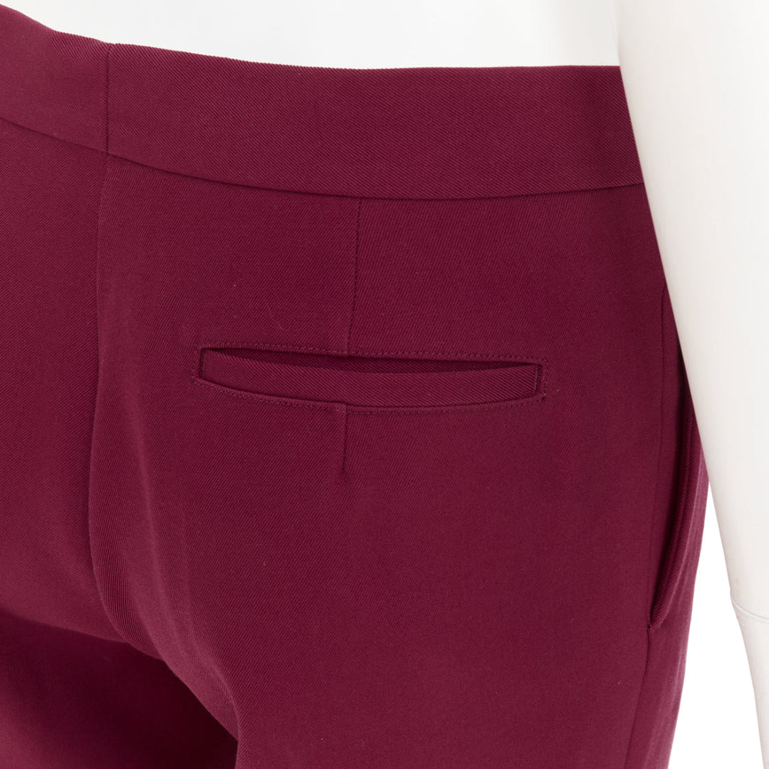 OLD CELINE Phoebe Philo burgundy wool cotton trim cropped dress trousers FR36 S