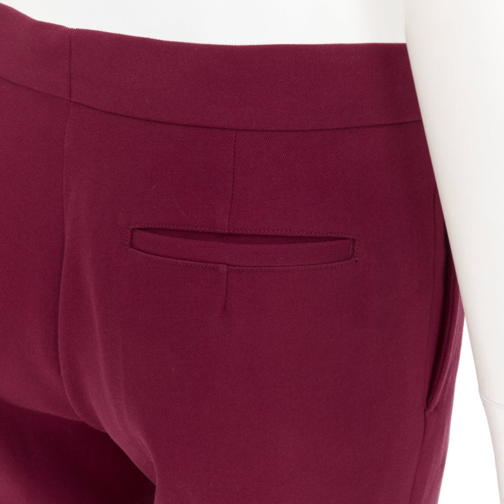 OLD CELINE Phoebe Philo burgundy wool cotton trim cropped dress trousers FR36 S