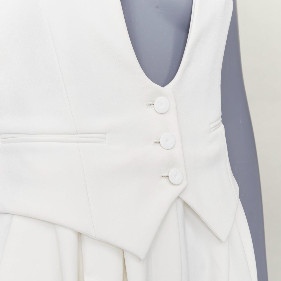 ALEXANDRE VAUTHIER COUTURE off white crepe halter neck waistcoat jumpsuit