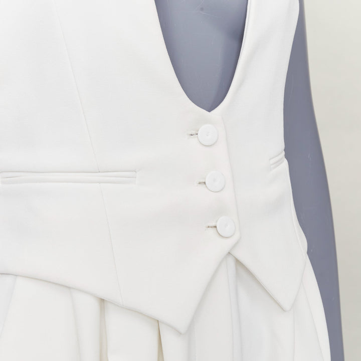 ALEXANDRE VAUTHIER COUTURE off white crepe halter neck waistcoat jumpsuit