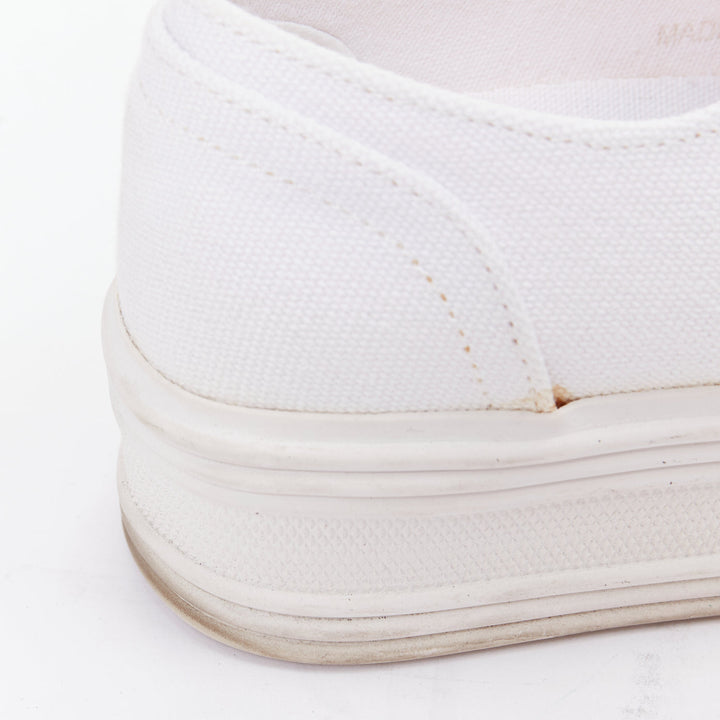 CELINE Jane Low optic white canvas leather triomphe logo platform sneakers EU35