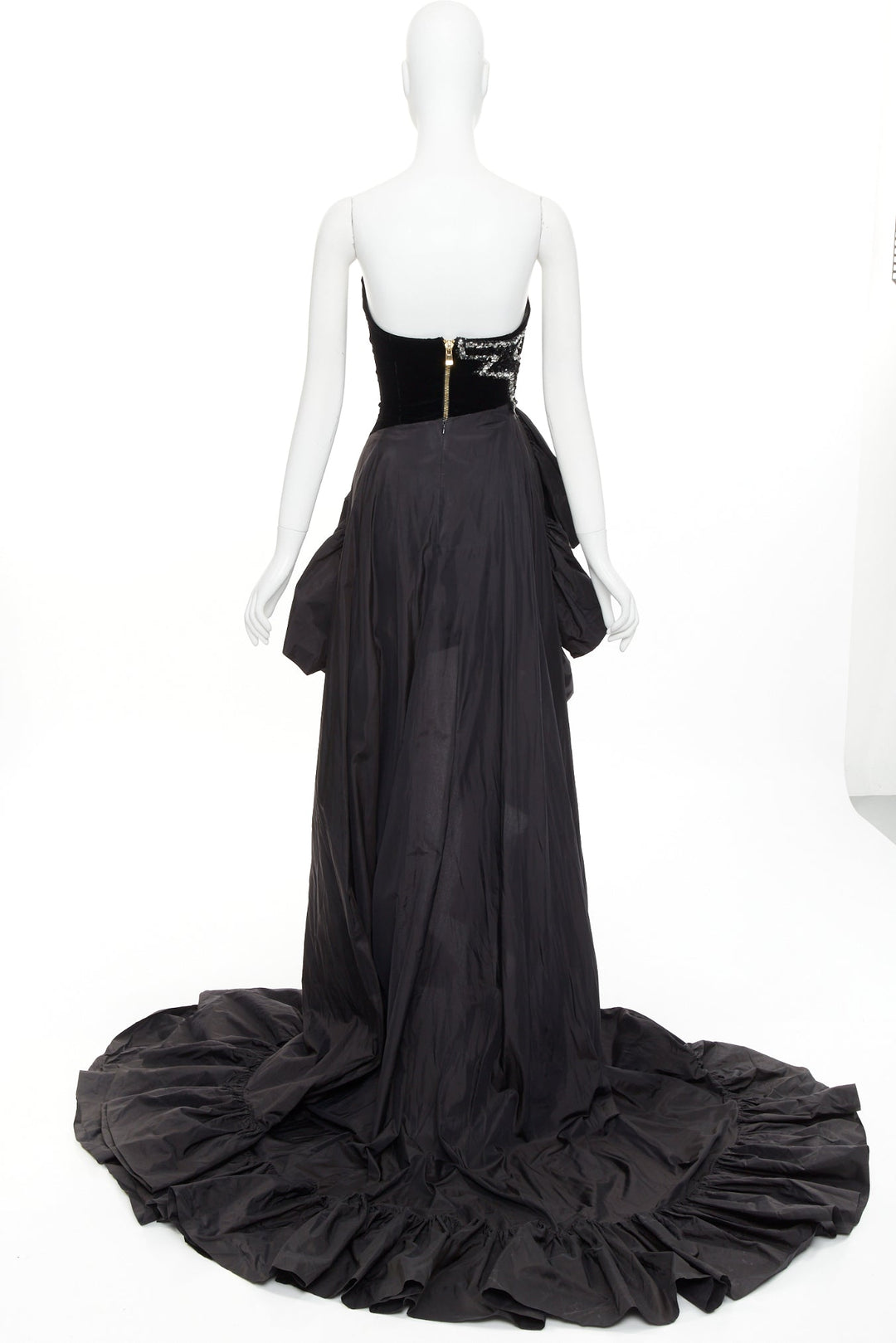 rare ALEXANDRE VAUTHIER COUTURE SS2017 Runway black velvet crystal ruffle gown