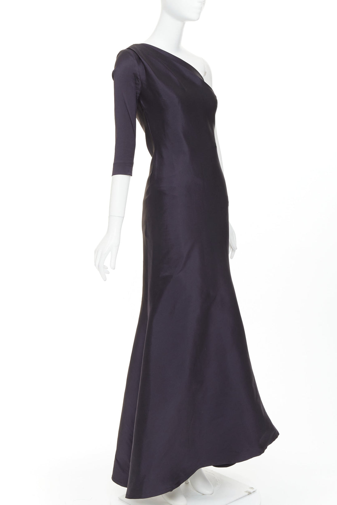 OSCAR DE LA RENTA P13 navy silk tafetta corset one shoulder mermaid gown US0 XS