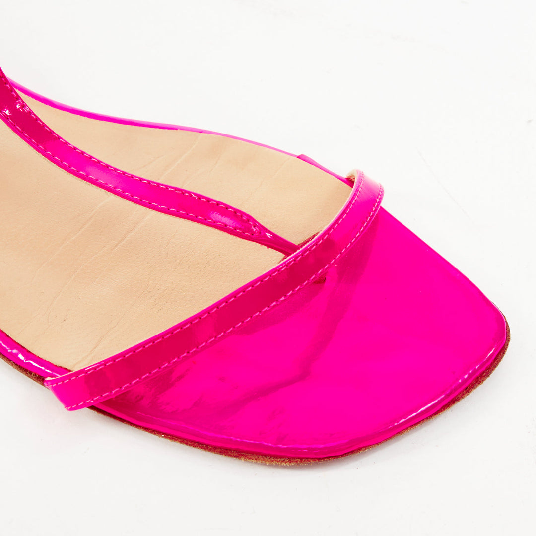 MANOLO BLAHNIK neon pink patent leather tstrap comfort toe loop sandals EU37
