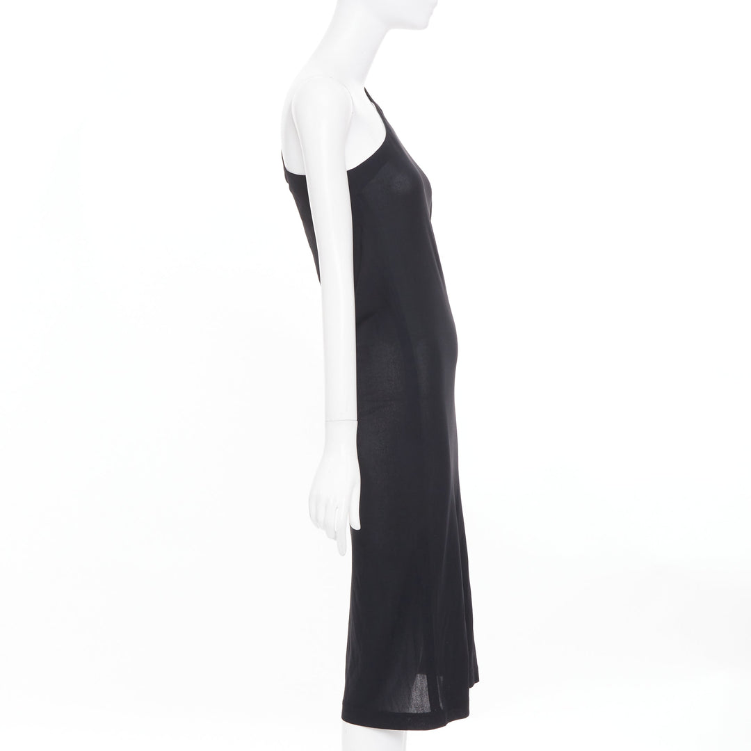CHLOE Vintage noir viscose one shoulder asymmetrical cocktail dress FR36 S