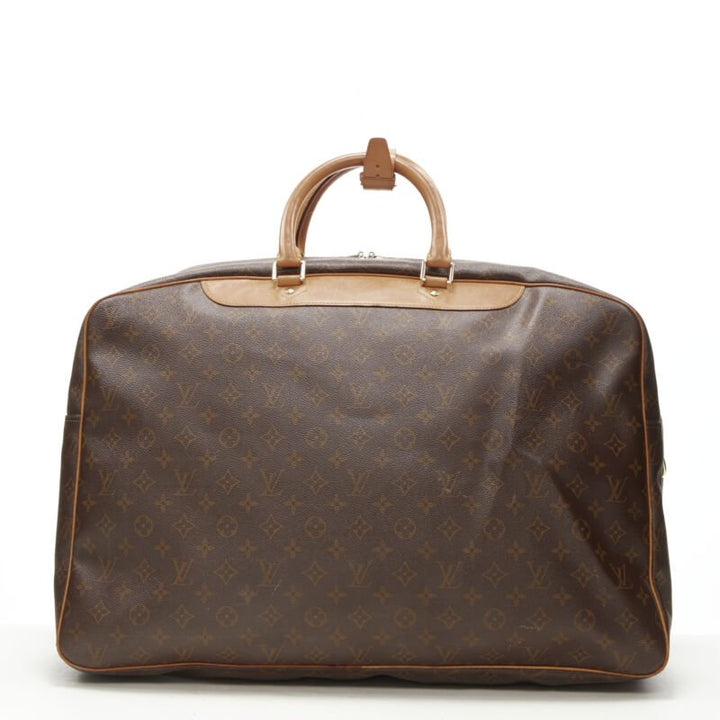 LOUIS VUITTON VIntage Alize brown monogram leather 2 compartment bag garment bag