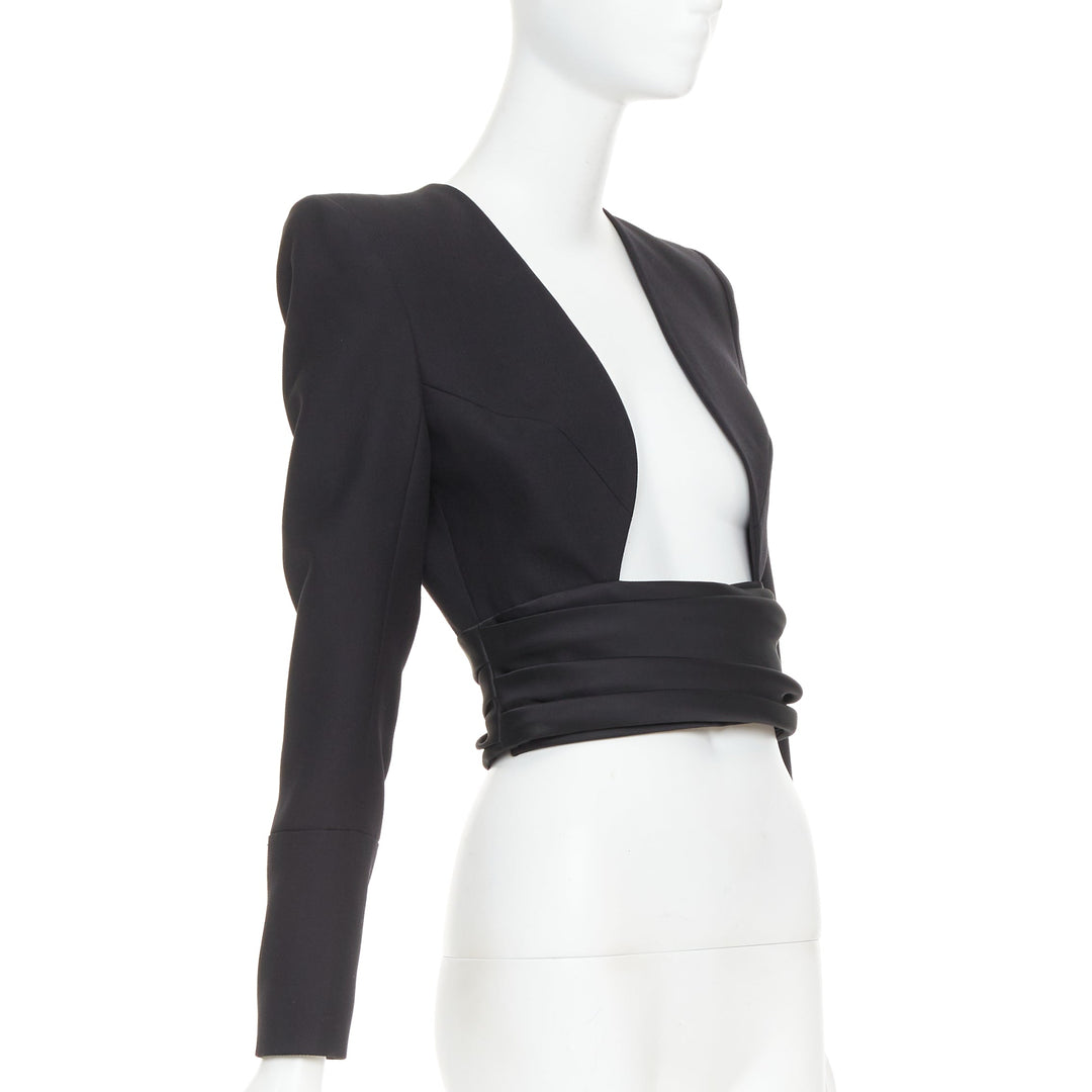 ALEXANDRE VAUTHIER COUTURE AW2020 Runway black open cummerband cropped jacket