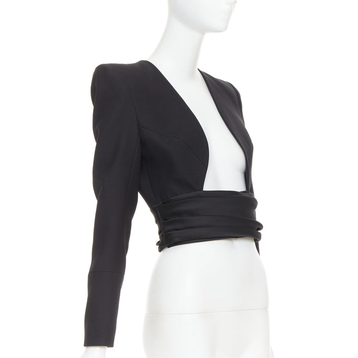 ALEXANDRE VAUTHIER COUTURE AW2020 Runway black open cummerband cropped jacket