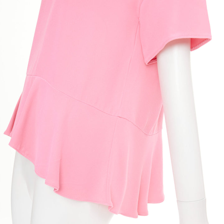 VALENTINO light pink silk crepe short flared dropped waist peplum blouse IT40 S