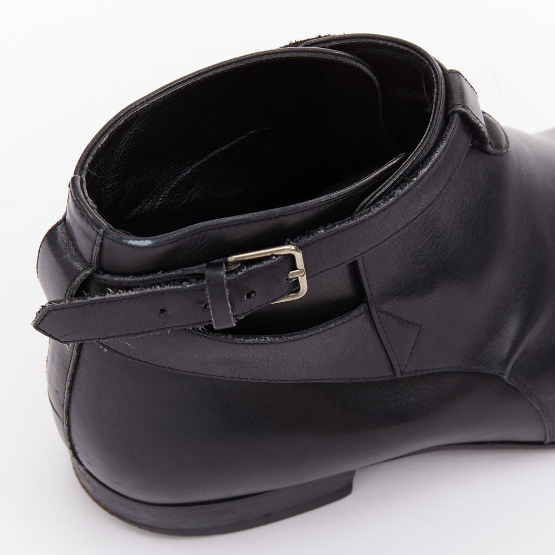 SAINT LAURENT Cropped Jodhpur 20 black leather silver buckl ankle boots EU41