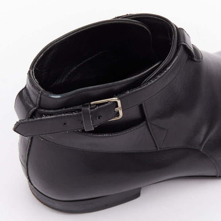 SAINT LAURENT Cropped Jodhpur 20 black leather silver buckl ankle boots EU41