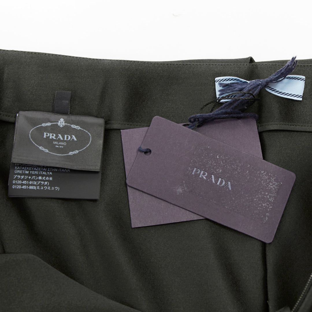 PRADA 2022 Runway black silk satin origami trail train mini skirt IT38 XS