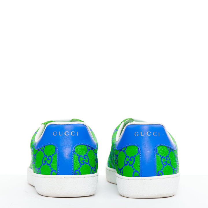 GUCCI Ace Supreme Joy Monogram green blue low top sneakers UK7.5 EU41.5