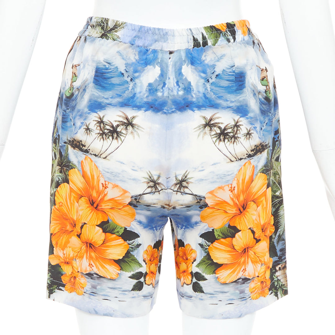 STELLA MCCARTNEY orange flower Hawaiian surfer print silk boxer shorts pant IT36