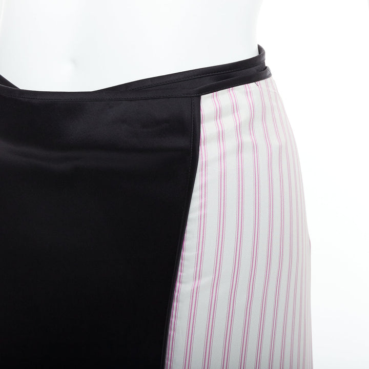 ALEXANDER WANG T black pink cream pinstripe wrap skirt US0 XS