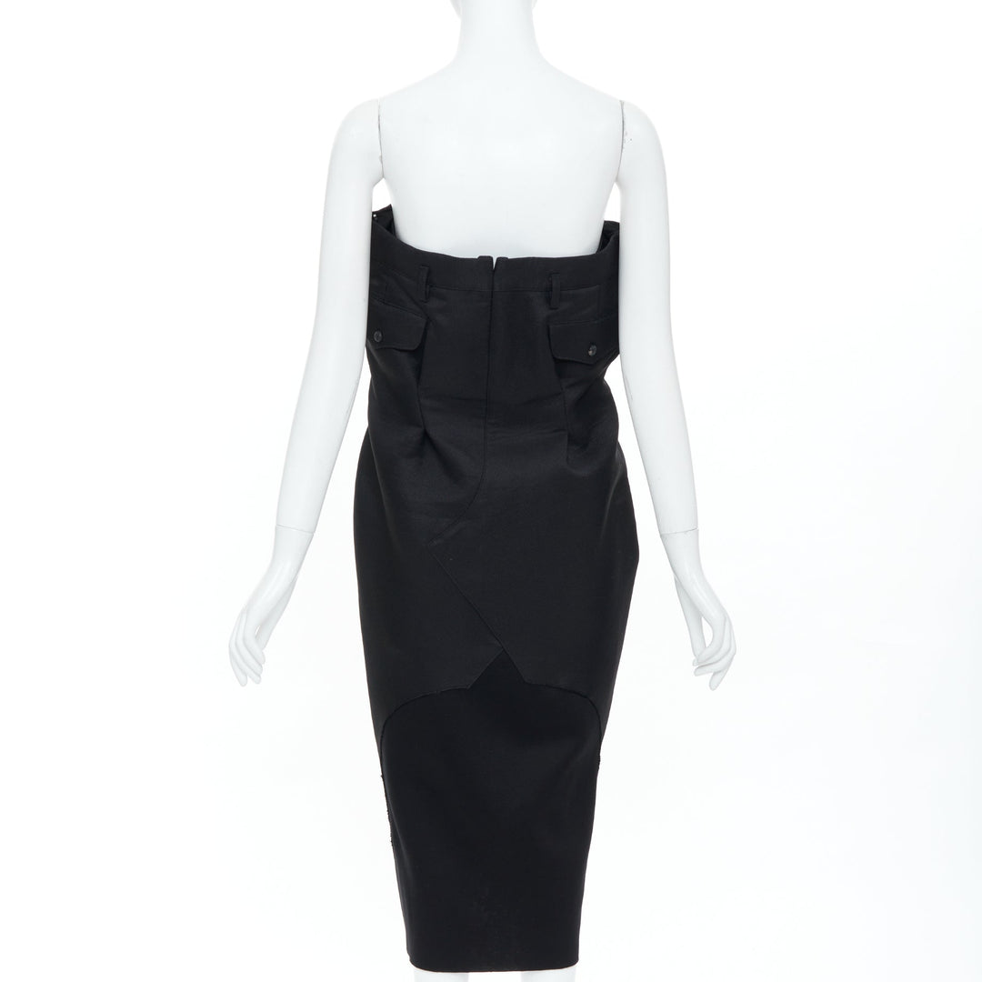 MAISON MARGIELA 2019 black deconstructed bustier strapless dress IT40 S