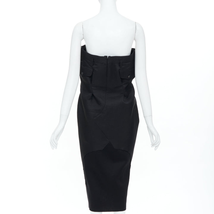 MAISON MARGIELA 2019 black deconstructed bustier strapless dress IT40 S