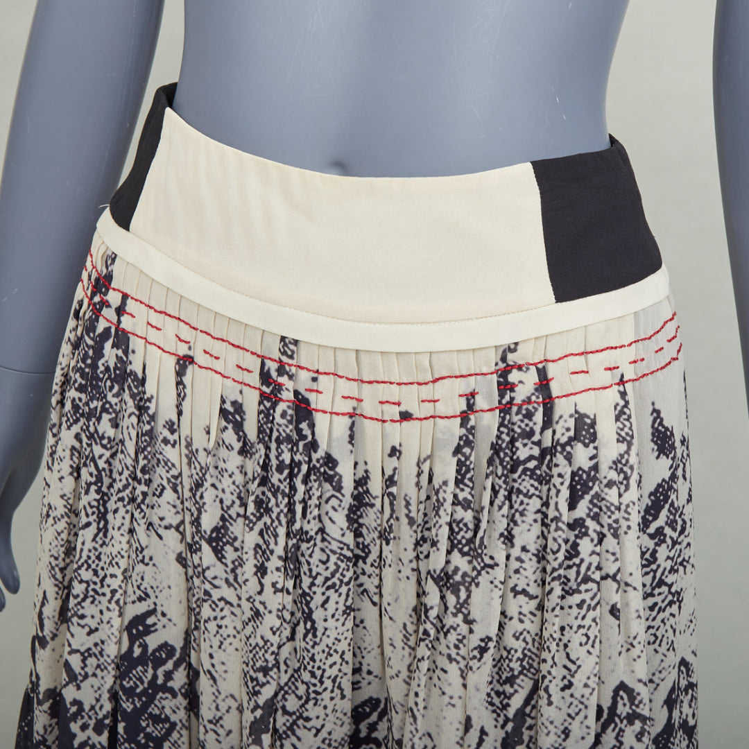 ETRO 2016 multicolored abstract woodcut print silk pleated maxi wrap skirt IT42