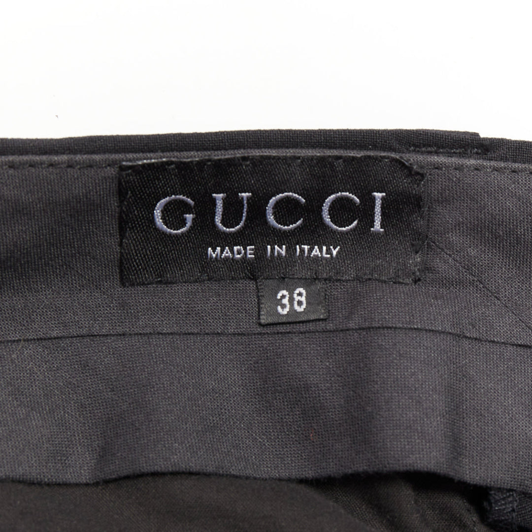 GUCCI Tom Ford black curved pocket high waisted straight leg trousers IT38 XS
