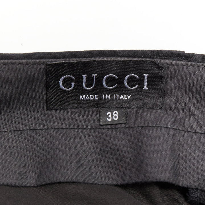 GUCCI Tom Ford black curved pocket high waisted straight leg trousers IT38 XS