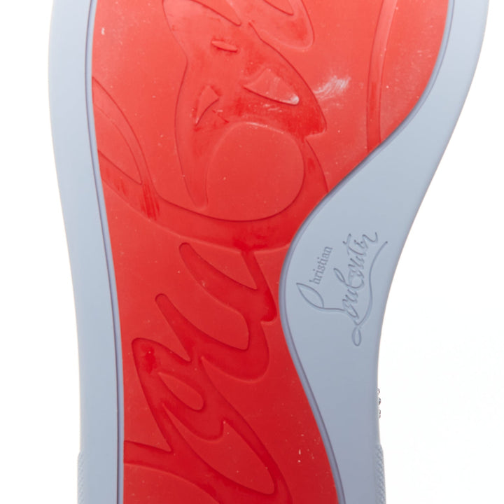 CHRISTIAN LOUBOUTIN Louis Junior Strass Flat Zinc Blue crystal sneaker EU43.5