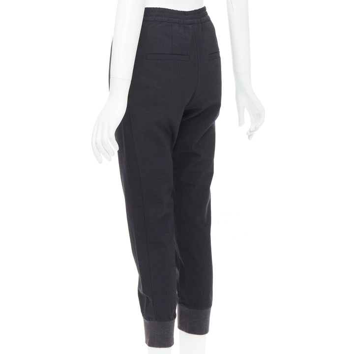 BRUNELLO CUCINELLI dark grey virgin wool blend relaxed jogger pants IT38 XS