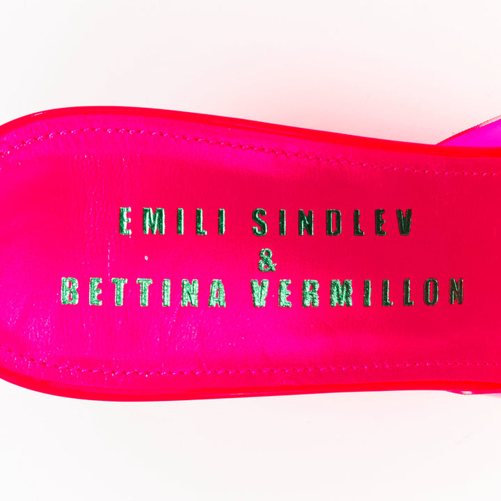 BETTINA VERMILLON Emili Sindlev Britney hot pink PVC wedge mules EU37.5