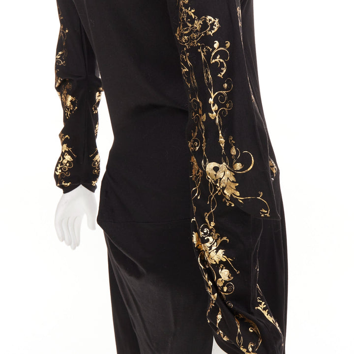 VIVIENNE WESTWOOD Red Label black gold baroque foil sleeve 3D draped dress JP2 M