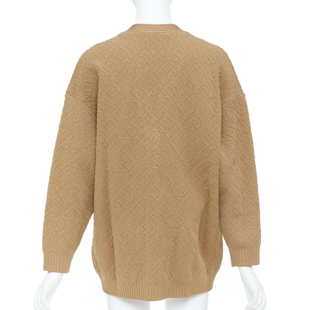 FENDI SKIMS 2021 Runway monogram logo knit oversized pocket cardigan IT36 XXS
