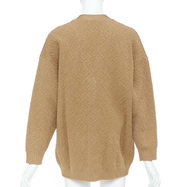 FENDI SKIMS 2021 Runway monogram logo knit oversized pocket cardigan IT36 XXS