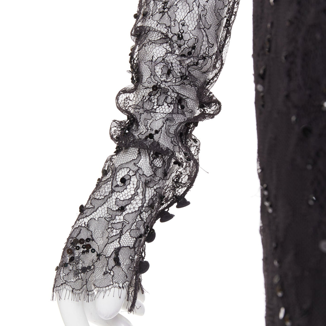 ALEXANDRE VAUTHIER COUTURE AW2019 Runway green rosette crystal lace dress