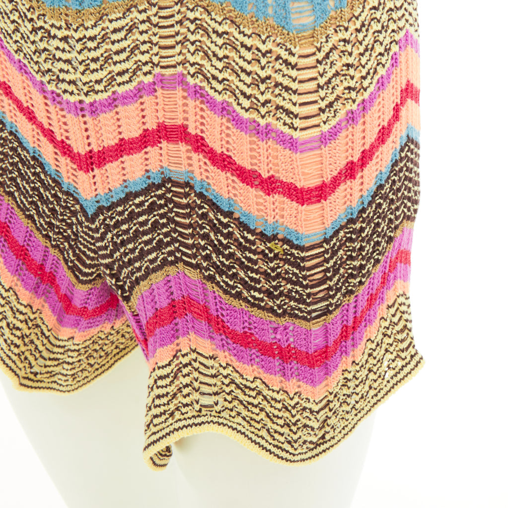 M MISSONI multicolor chevron zig zag cotton crochet knit beach shorts IT38 XS