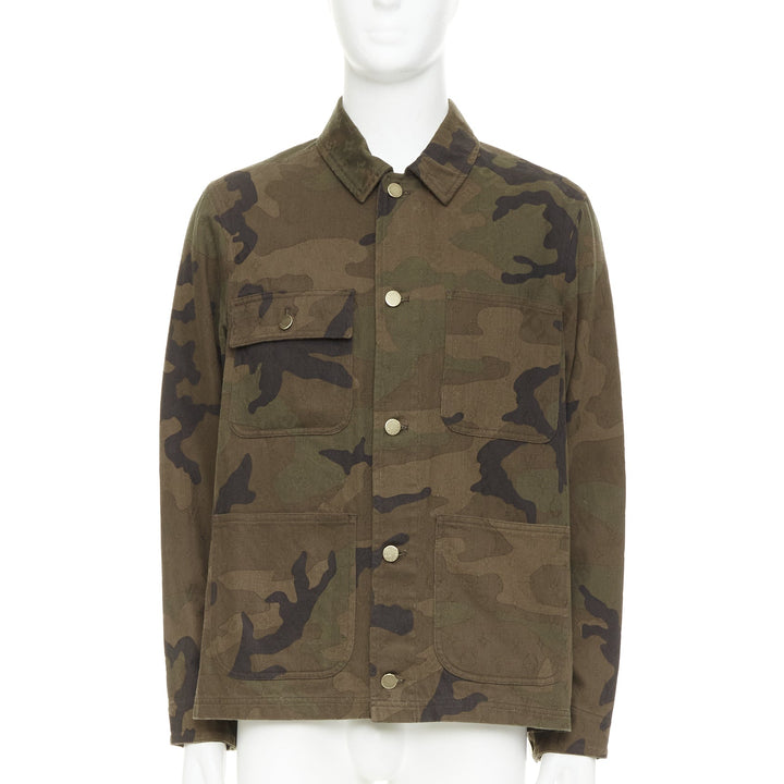 rare LOUIS VUITTON SUPREME 2017 green monogram camo jacquard chore jacket FR44