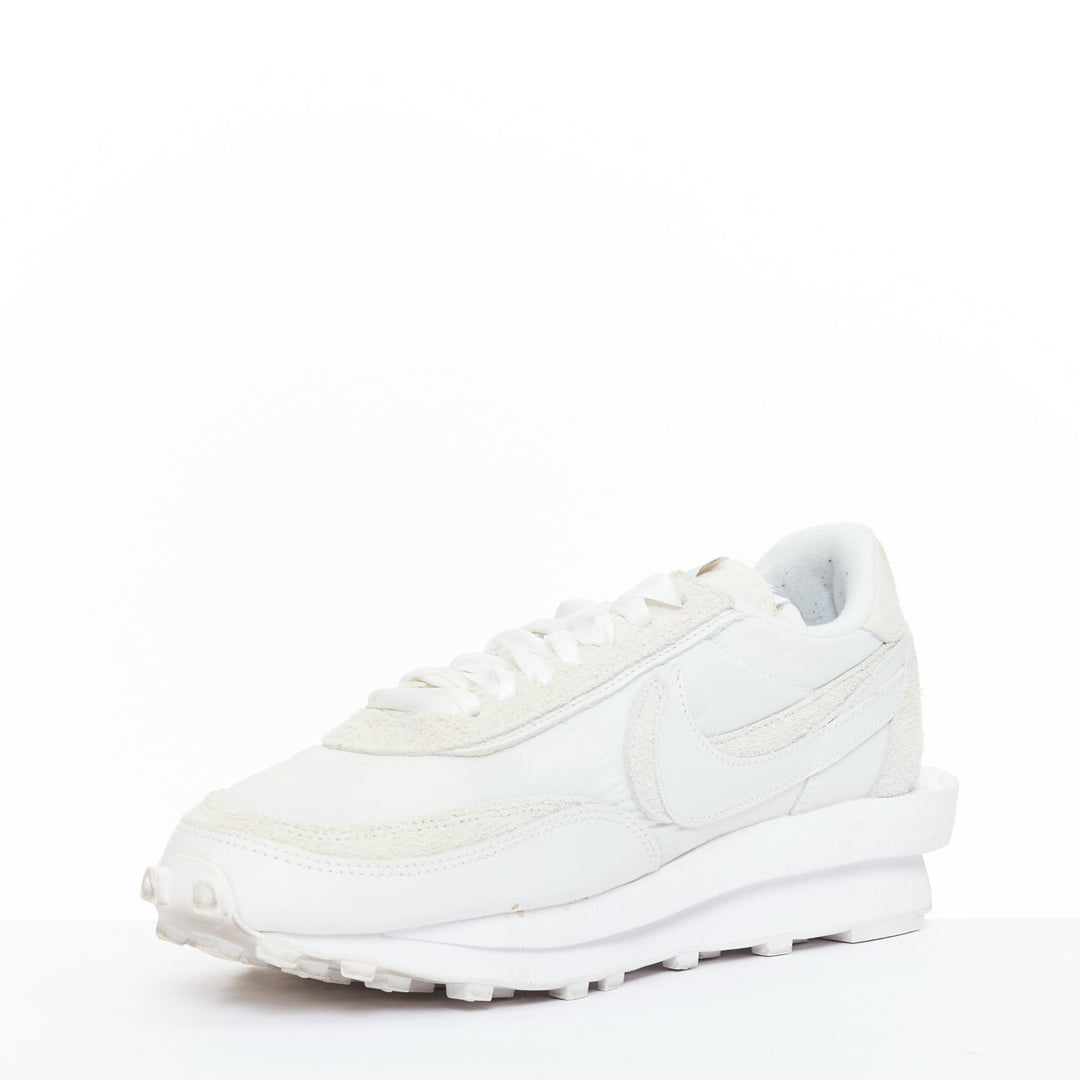 SACAI 2020 LDWaffle white nylon cream leather double swoosh sneakers EU43
