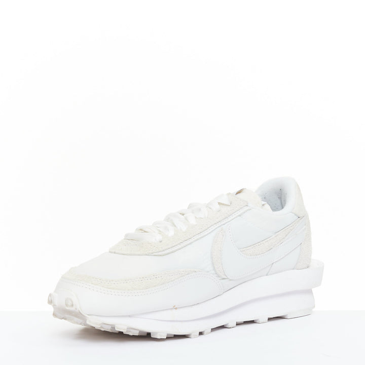 SACAI 2020 LDWaffle white nylon cream leather double swoosh sneakers EU43