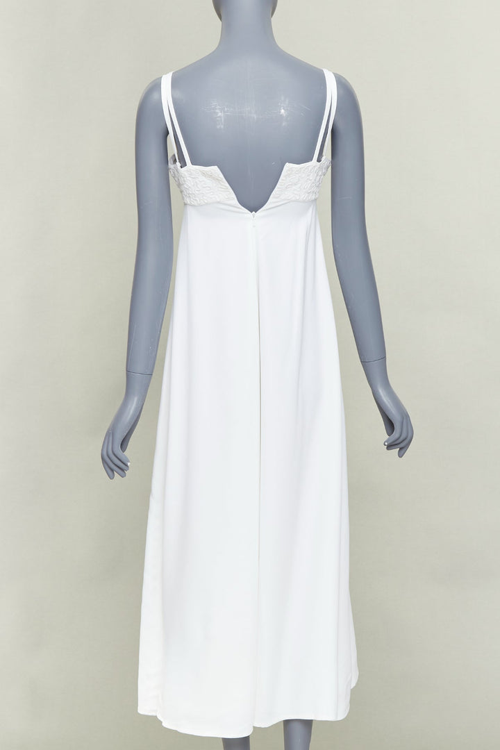 EPISODE white viscose blend lace bust spaghetti strap maxi dress US0 XS