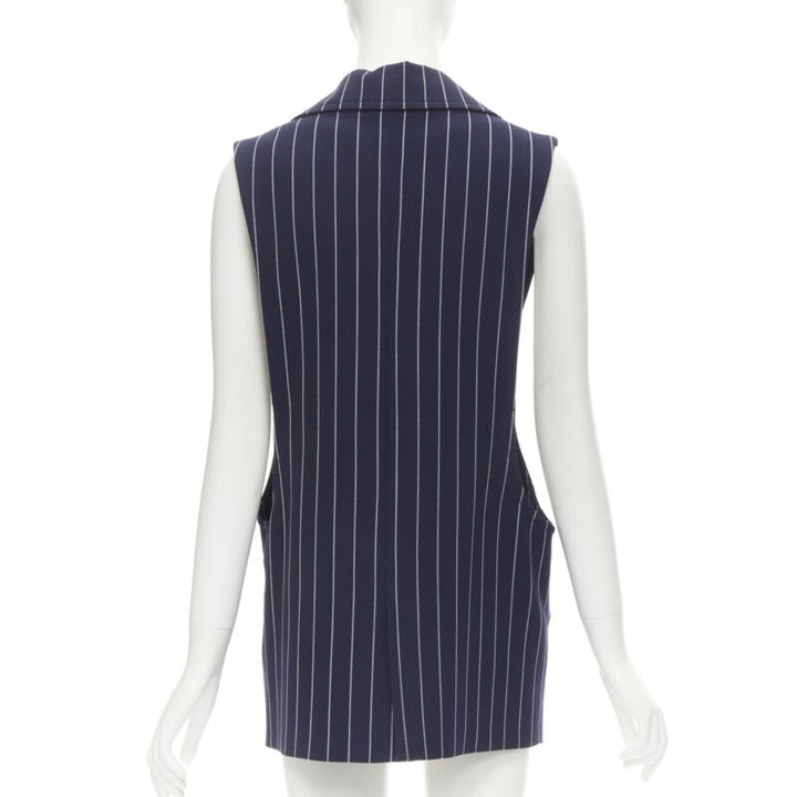 SEE. BY CHLOE blue white striped dropped armhole boxy vest FR36 S