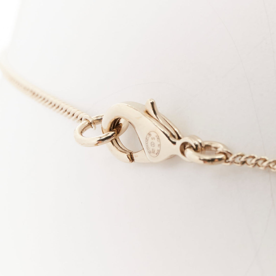 CHANEL B21S champagne gold tone CC logo clasp locket pendent necklace