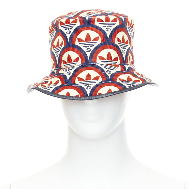 GUCCI ADIDAS 2022 logo print leather trim bucket hat