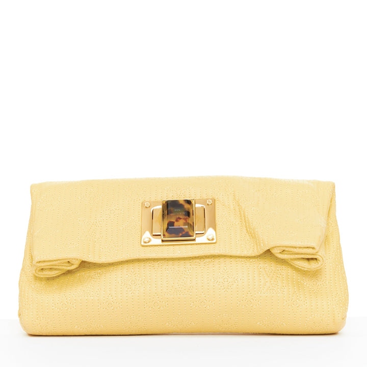 LOUIS VUITTON 2011 jaune Monogram Cuir Pochette Altair quilted leather clutch