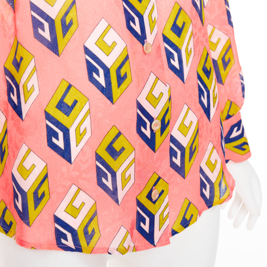 GUCCI Alessandro Michele 2017 pink geometric vintage G print blouse IT38 XS