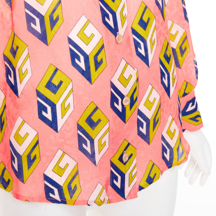 GUCCI Alessandro Michele 2017 pink geometric vintage G print blouse IT38 XS