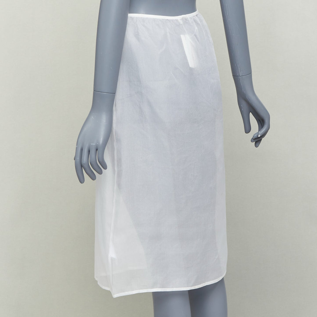 DRIES VAN NOTEN white 100% silk sheer high waisted knee skirt FR34 XS