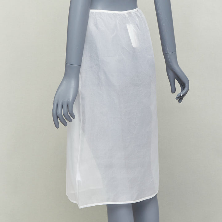 DRIES VAN NOTEN white 100% silk sheer high waisted knee skirt FR34 XS
