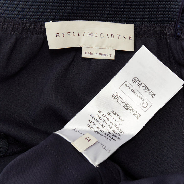 STELLA MCCARTNEY 2015 navy cotton blend elastic embroidery cropped pants IT38 XS