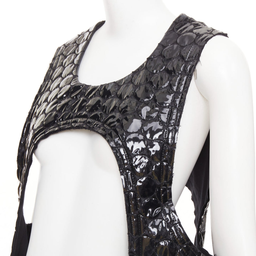 rare COMME DES GARCONS 2019 Runway PVC bubble quilted cutout pannier dress S