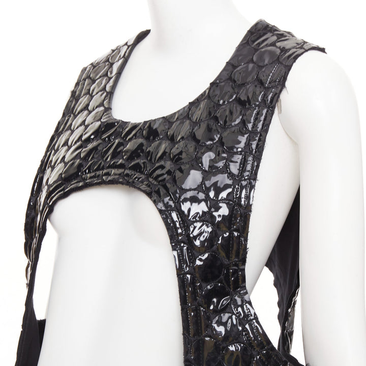 rare COMME DES GARCONS 2019 Runway PVC bubble quilted cutout pannier dress S