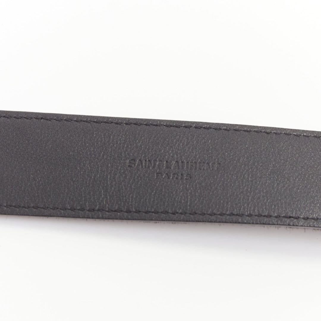SAINT LAURENT 2021 Heart Buckle black calf hair gold hammered metal belt 65cm