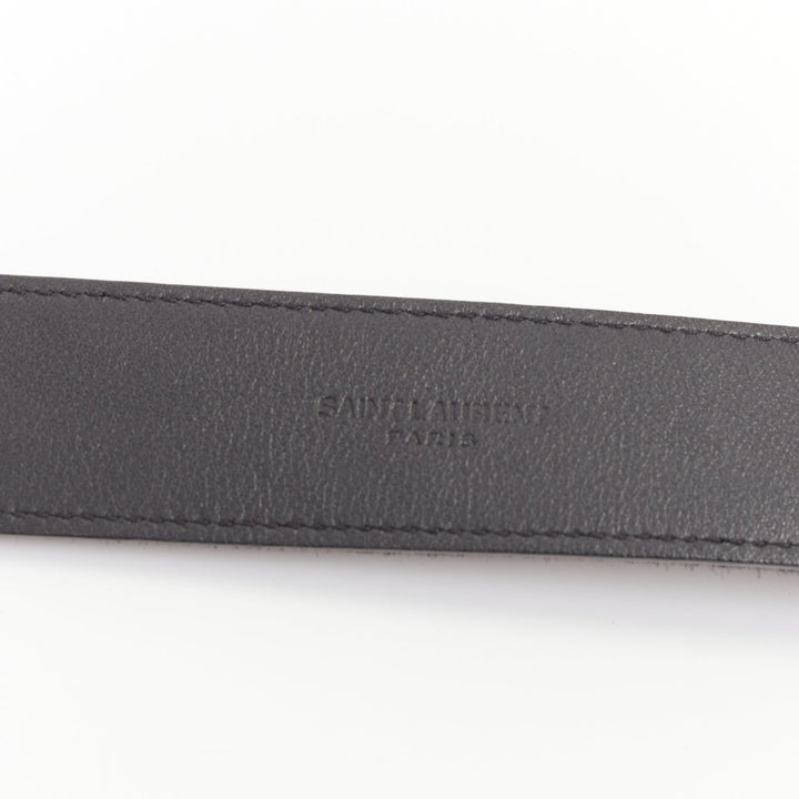 SAINT LAURENT 2021 Heart Buckle black calf hair gold hammered metal belt 65cm