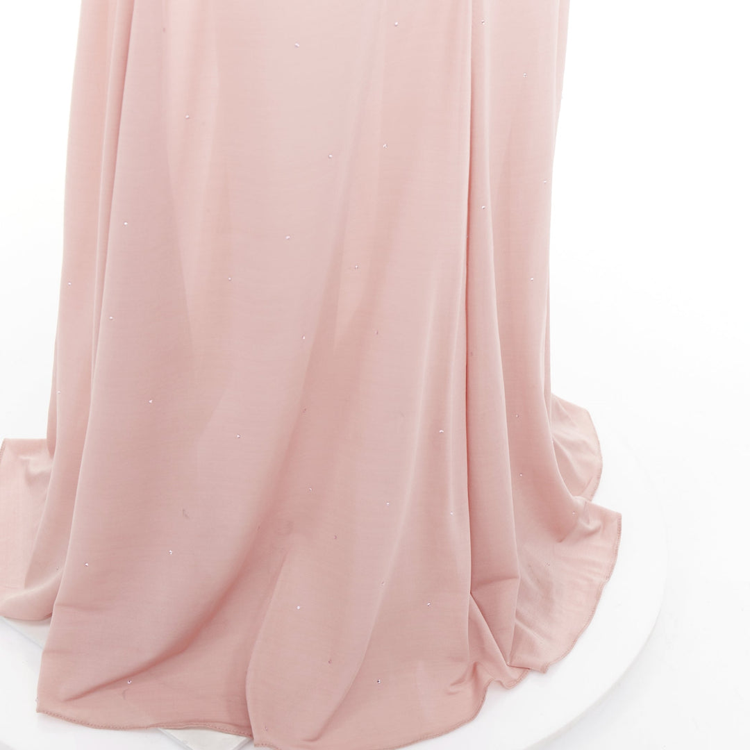 ALEXANDRE VAUTHIER pink degrade crystal strass embellished sheer backless gown